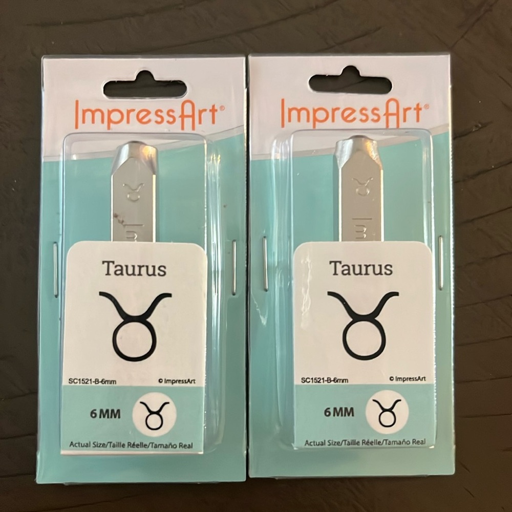 TWO Impress Art stamps, Taurus, 6mm, SC1521-B-6mm